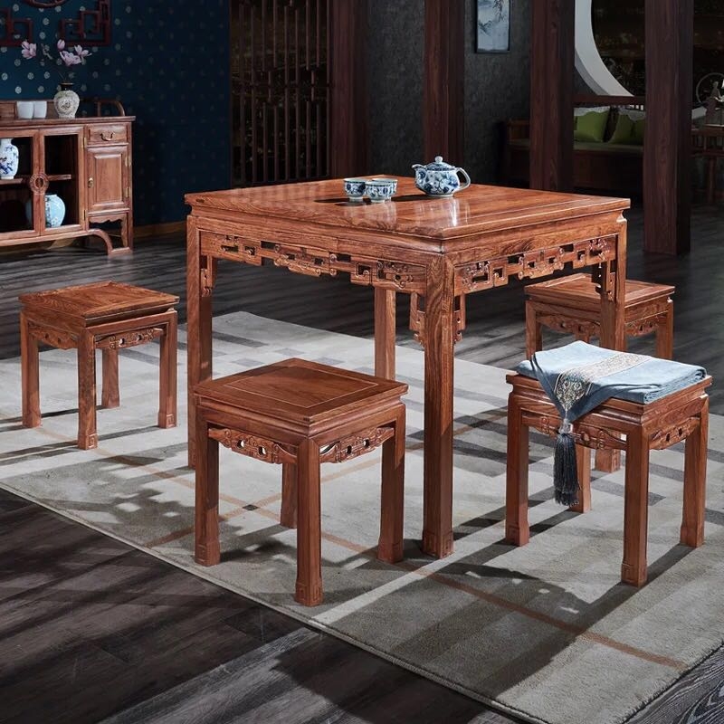 现代中式红木方形餐桌